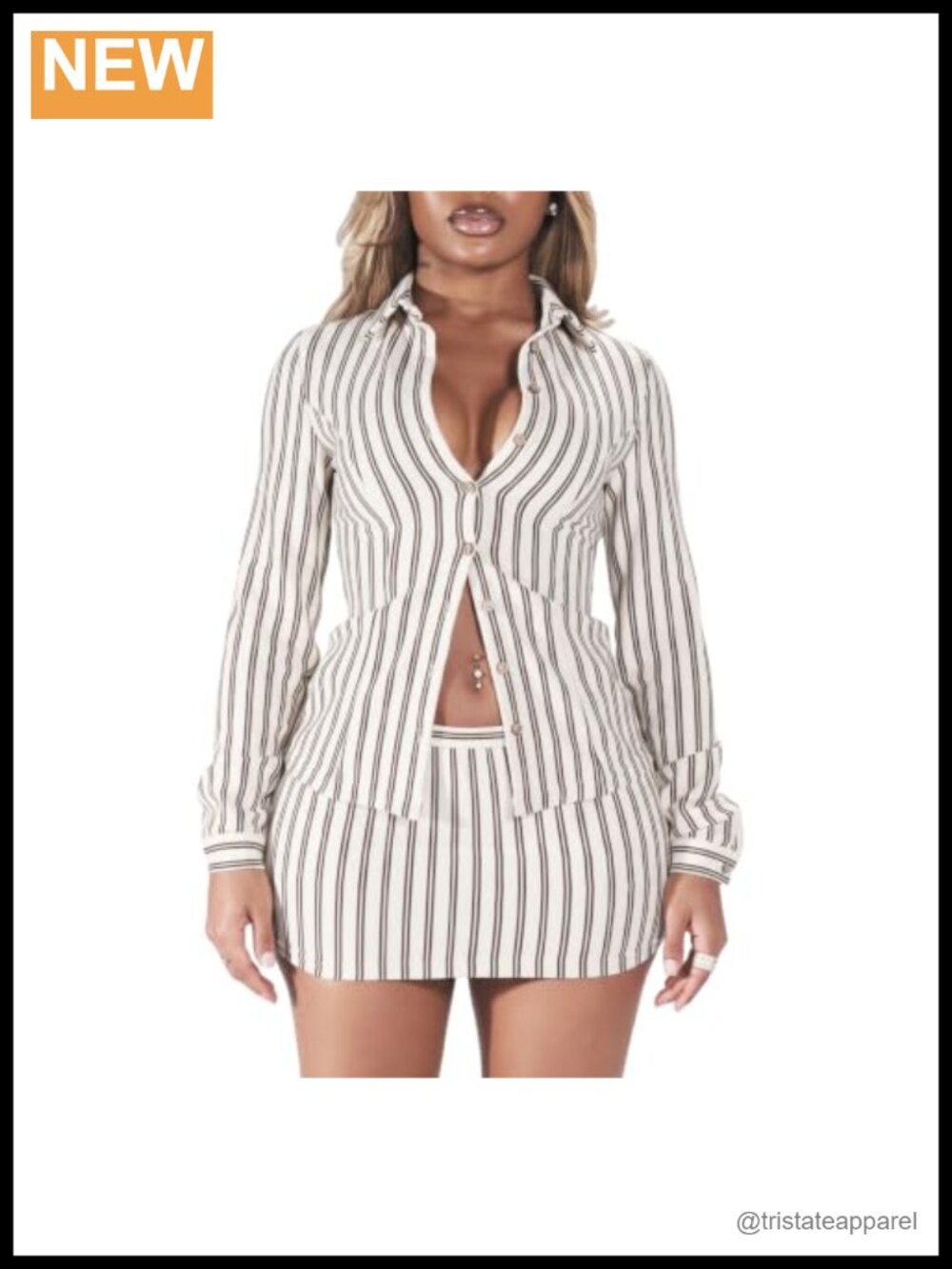 Women 2 Piece Skirt Set Button Down Shirt High Waist Bodycon Mini Skirt with